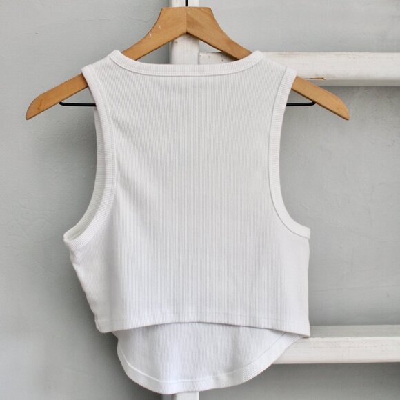 Aerie White Green St. Paddys Day New Day Curved Hem Cropped Tank Top Size Large - Picture 4 of 9